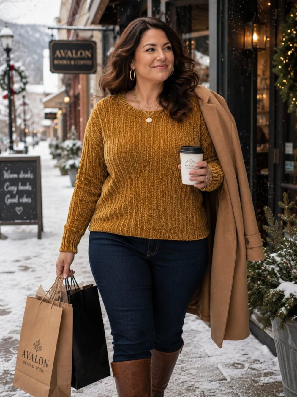 Ava & Viv Mustard Chenille Sweater 3X Cozy Ribbed Soft Fall Pullover Plus Size